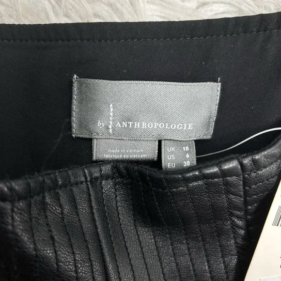 Anthropologie Maxi Skirt Faux‎ Leather Sheer Overlay Pleated Sz 6 Boho Goth Chic - Picture 7 of 10